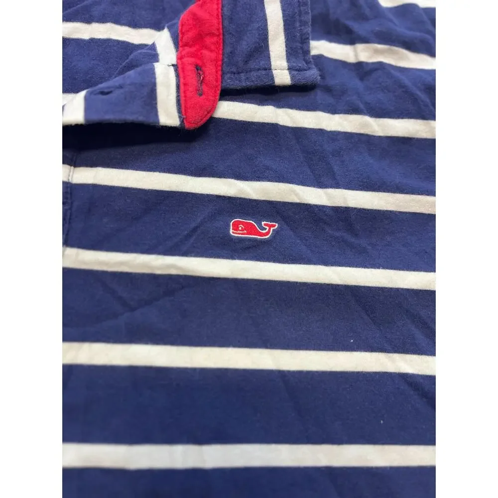 Vineyard‎ Vines Polo Shirt Men's 2XL Blue White Striped Stretch Golf